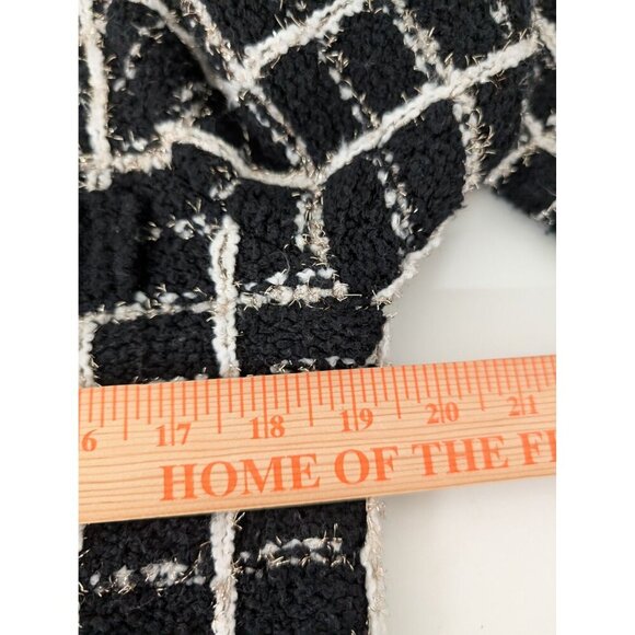 Ann Taylor Shimmer Plaid Lady Jacket Womens Size Medium Black Button Front - Picture 8 of 9